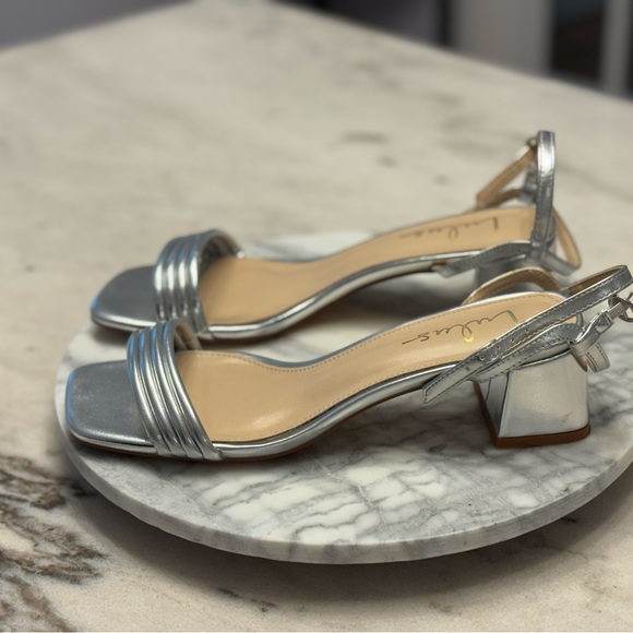 LULU’S • Metallic Silver Strappy Heels - Picture 4 of 8